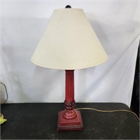 Red painted wooden lamp