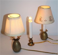 lot mini lamps w brass pineapples