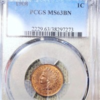 1908 Indian Head Penny PCGS - MS 63 BN