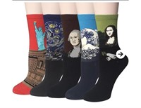 CHALIER WOMENS NOVELTY DRESS SOCKS - 5 PAIRS