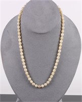 14K YELLOW GOLD CLASPED WHITE PEARL NECKLACE