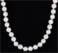 14K WHITE GOLD CLASPED SALT WATER PEARL NECKLACE