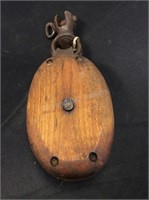 Antique Wood Pulley, 4 1/2" x 12" Long