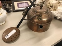 Antique Copper Tea Pot & Ladle