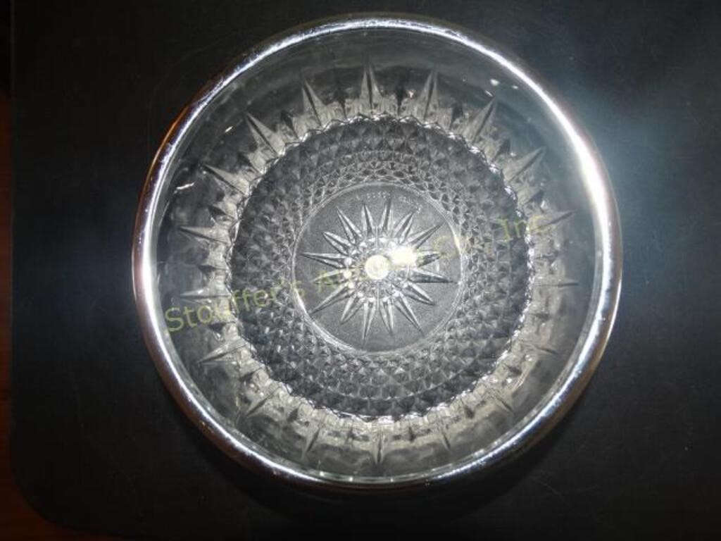 Arcoroc France glass bowl 8"d w/silver rim