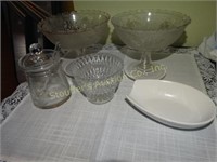 Assorted glass wear, plates, bowls, etc