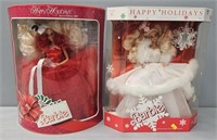 2 Holiday Barbie Dolls Boxed