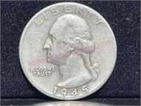 1945 Washington Silver Quarter (90% silver)