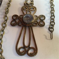 RAPHAEL BRASS /GLASS CROSS PENDANT NECKLACE CANADA