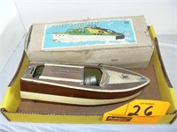 VINTAGE RICO BRAND WOODEN MODEL BOAT WITH