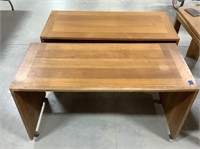 2 wooden desks on wheels 20.5x47.5x26