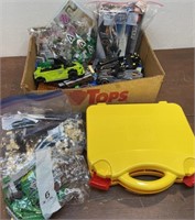 Box of legos and Lego laptop case