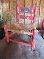 Hand Painted Ladder Back Reed Seat Child's Chair