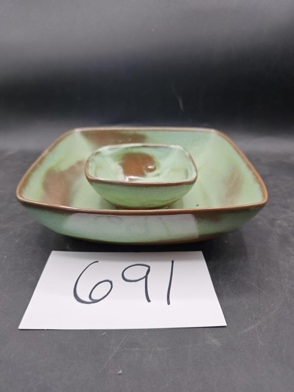 Frankoma Green Small Square Bowls