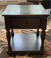 Wood and Glass Topped End Table