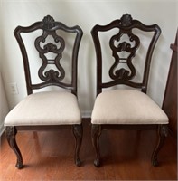 Pair of Wood and Upholstered Dining Chairs