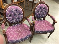 TWO VINTAGE PURPLE CHAIRS