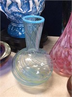 Blue and white swirl vase