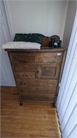 Antique Wooden Bow Front Combination Dresser