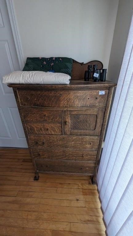 Antique Wooden Bow Front Combination Dresser