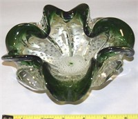 MCM Murano Bullicante Green & Clear Ashtray 7w