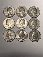 1976 Washington Bicentennial Quarters: P(1), D(8)