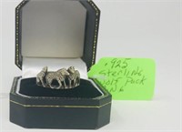 mens sterling silver wolfpack ring