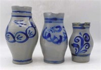 Blue Salt Glaze Stoneware Pitchers.