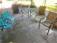 7 assorted lawn chairs