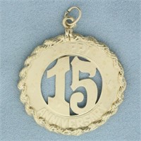 Happy 15 Year Anniversary Pendant or Charm in 14k