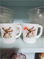 4 Fire King Pheasant D Handke Coffee Cups
