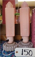 Vintage Pink Milkglass Boudoir Lamps