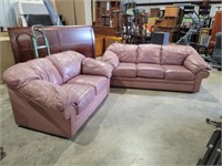 Pink Leather Couch And Love Seat