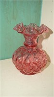 VTG Fenton cranberry ruffle vase