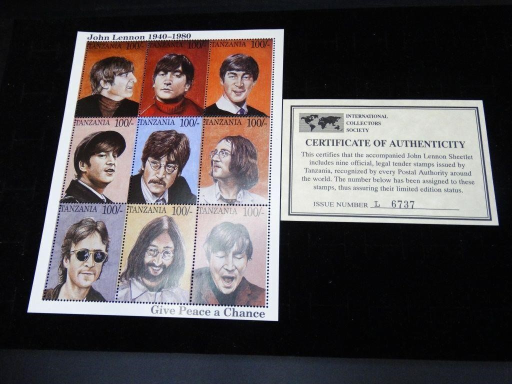 John Lennon Postage Stamps With Certificate L-6737