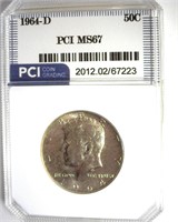 1964-D Kennedy MS67 LISTS $575