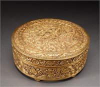 Qing Dynasty bronze gilt dragon pattern lid box