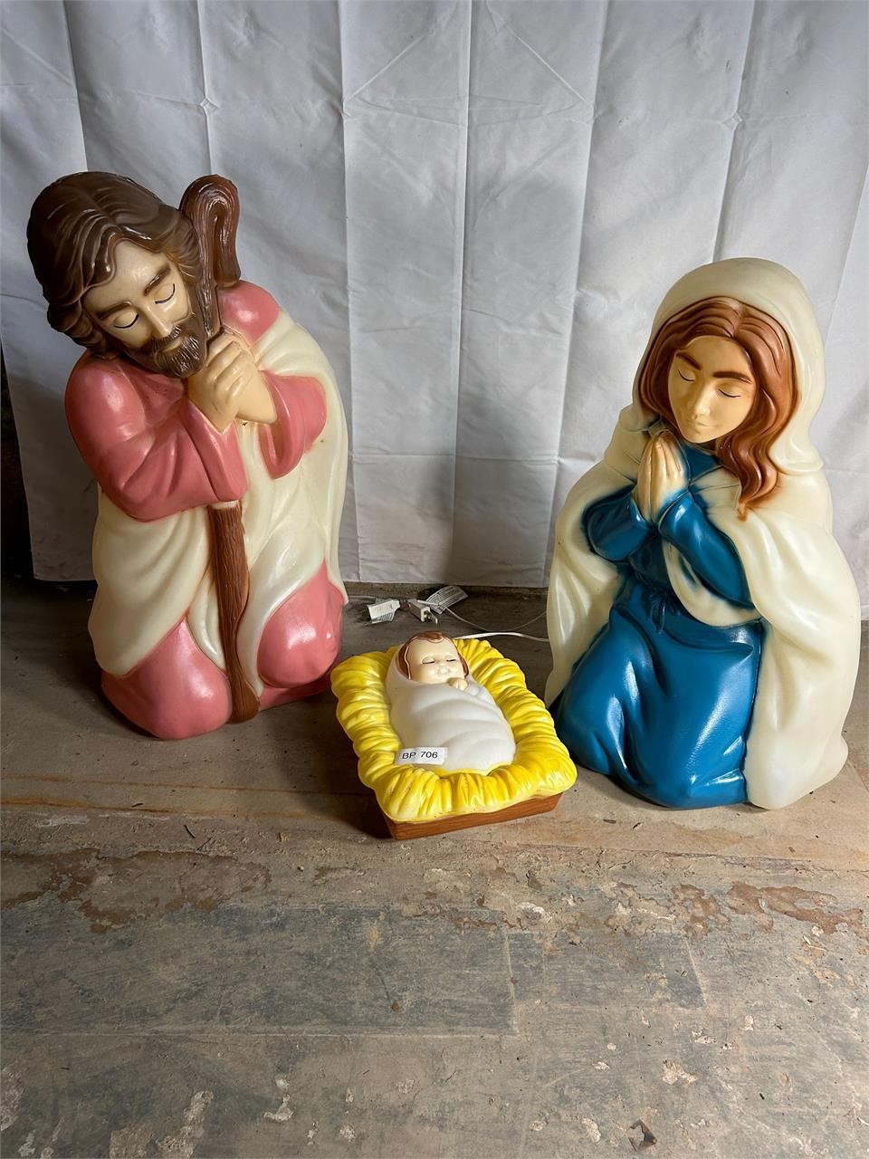 VTG Jesus, Mary & Joseph Blow Molds w Box