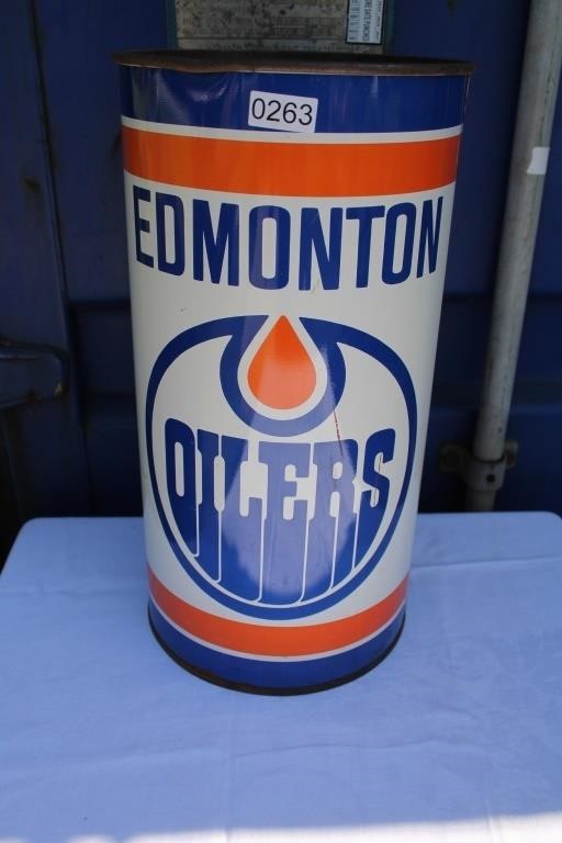 Edmonton Oilers  Metal Wastebin / Vintage