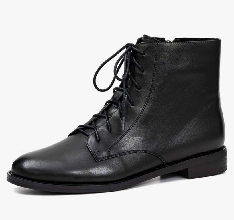 ONEENO Women's Lace-up Leather Ankle Boots