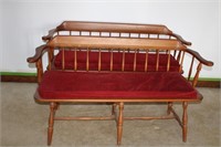 2 Wooden Parlor Benches w/Pads 55"L