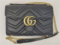 GG Black Quilted Leather Gold Chain Strap Purse