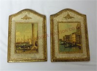 Vintage Italian Decorative Wood Craft Plaques