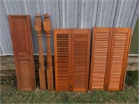 5pc Lot: 2 Posts, Shutters, & Wood Panel