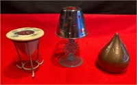 2 candle holders, I Hershey's kiss shaped candle