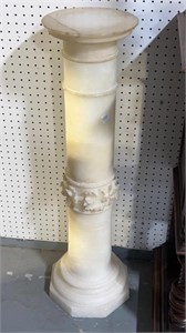 Alabaster Flower Carved Pedestal