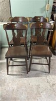 Set of Four Early Plank Seat Chairs