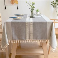Newisher Grey Cotton Linen Fabric Tablecloth-GREY