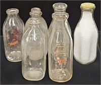 (6) Vintage 1 Qt Dairy Bottles