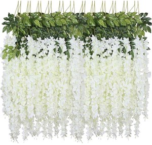 White Artificial Hanging Flowers - 12 Pieces